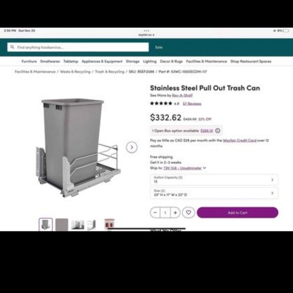 Pullout trash bin - Picture 1 of 1